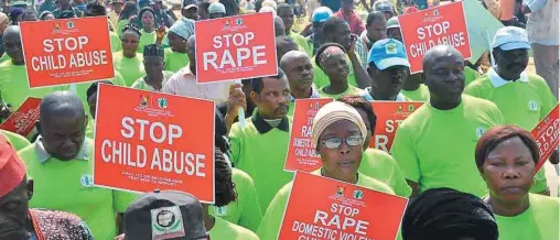  ??  ?? : Marchers against gender violence at the recent walk in Epe, Lagos