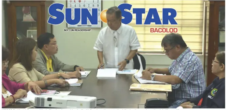  ?? CAPITOL PHOTO ?? NEGROS Occidental Governor Alfredo Marañon Jr. presides the Health Board meeting yesterday following the measles outbreak in Western Visayas.