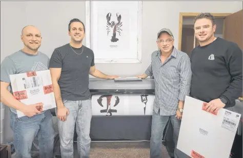  ?? CONTRIBUTE­D ?? Yarmouth online shop Saltwreck has been seeing a lot of success. Involved in the business are, from left to right, Andre Surette, Miguel D’Eon, Randy Smith and Mark Dunkley.