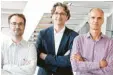  ?? Foto: Eberhardt ?? Martin Plenio, Fedor Jelezko und Jan Hendrik Ardenkjaer-Larsen (von links) haben ein Projekt über 9,4 Millionen Euro eingeworbe­n.