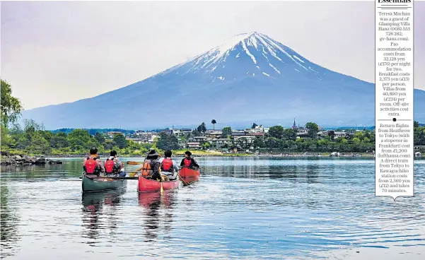  ?? ?? ◀ Canoe view:
‘We could see the snow-dusted peak of Mt Fuji reflected in the water’
