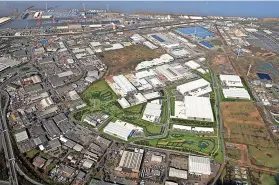  ??  ?? Right, an aerial view of Avonmouth with a CGI depiction of the scheme