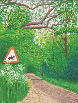  ?? Richard Schmidt
L.A. Louver ?? DAVID HOCKNEY used an iPad in creating “The Arrival of Spring in Woldgate, East Yorkshire in 2011.” He has 20 landscapes on view at L.A. Louver in Venice.