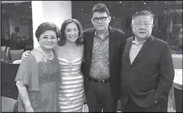  ??  ?? W Group’s Rosalind Wee celebrated her 70th birthday. (In photo: Rosalind Wee, Marissa Concepcion, Joey Concepcion, and Lee Hiong Wee)