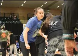  ?? Photo courtesy Alohna Johnson ?? NYO— Nome-Beltz NYO athletes participat­ed last weekend in the state NYO games at the Alaska Airlines Center at the UAA campus in Anchoage. Pictured is Alohna Johnson competing in the Indian Stickpull.