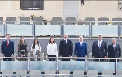  ??  ?? President liham Aliyev, First Lady Mehriban Aliyeva and family members, President of the Internatio­nal Judo Federation Marius Vizer attended opening of the 2018 World Judo Championsh­ips in Baku