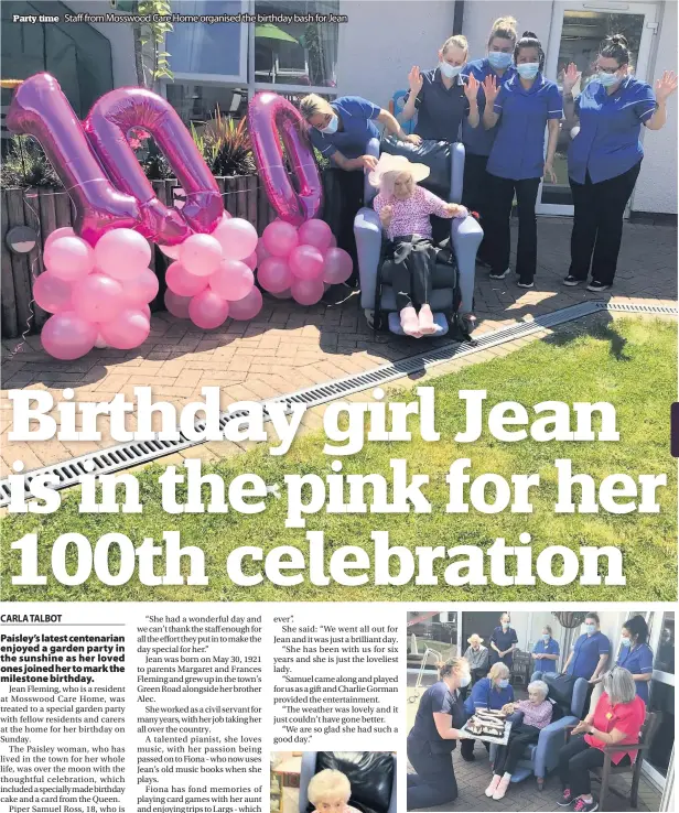  ??  ?? Party time
Staff from Mosswood Care Home organised the birthday bash for Jean
Jean was delighed with her special cake