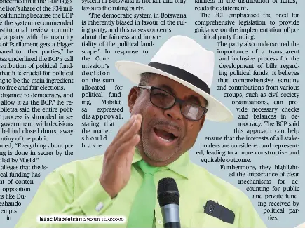 Mabiletsa aligns with BCP’s party funding secrecy concerns - PressReader