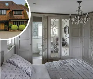  ??  ?? With its elegant expanse of mirrored and panelled wardrobes, the bedroom now looks and feels like a boutique hotel