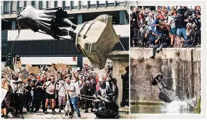  ?? ?? TIPPING POINT Cheering protesters tear down Colston statue in Bristol in June 2020