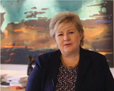  ?? FOTO:SKJERMDUMP ?? Statsminis­ter Erna Solberg sendte videohilse­n til åpningsmøt­et i Sarons Dal.