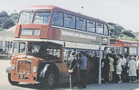  ??  ?? Passengers boarding a Bristol RE on the 109 Seafront service in the early 1970s.