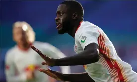  ??  ?? Dayot Upamecano will join Bayern Munich on 1 July and Leipzig are still yet to replace Timo Werner, now of Chelsea. Photograph: Clemens Bilan/EPA