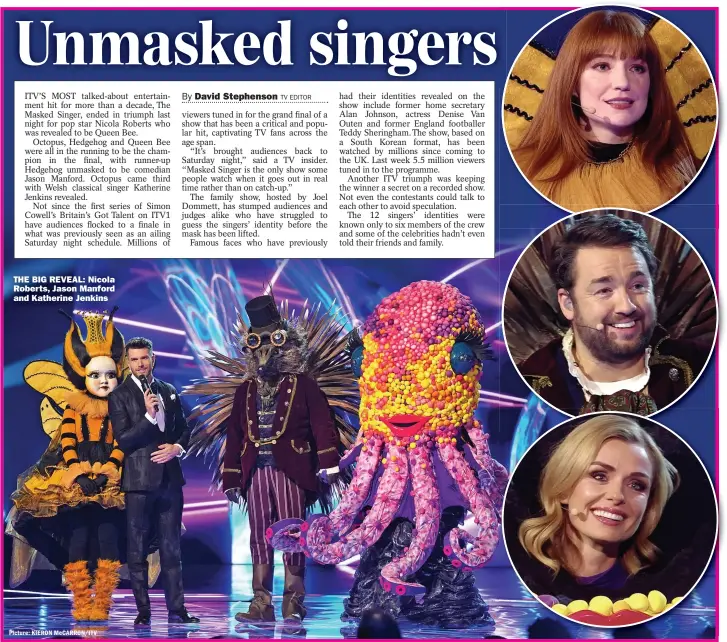  ??  ?? THE BIG REVEAL: Nicola Roberts, Jason Manford and Katherine Jenkins