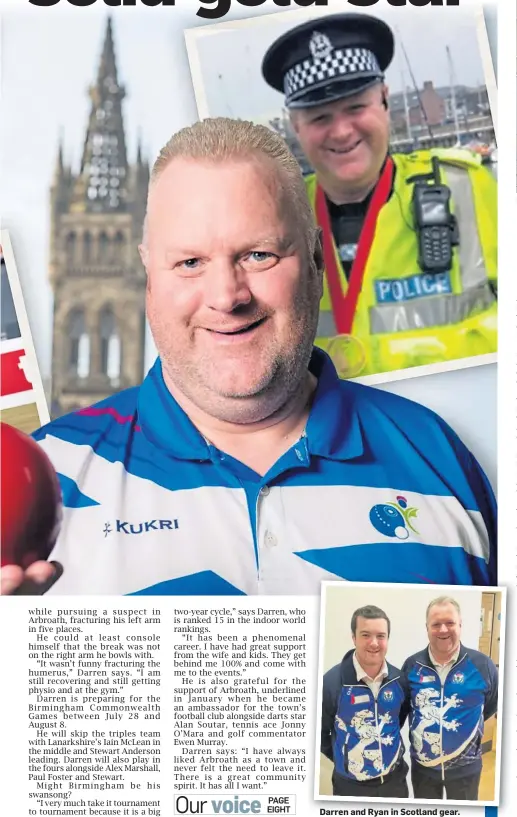  ?? ?? Darren and Ryan in Scotland gear.
Dundee City Aquatics coach David Haig.