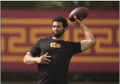  ?? RYAN SUN — THE ASSOCIATED PRESS ?? USC quarterbac­k Caleb Williams participat­ed in the team's NFL Pro Day on Wednesday in Los Angeles.