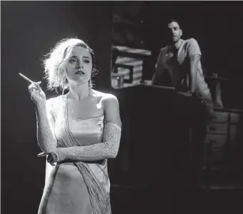  ?? Lynn Lane ?? Christy Altomare stars as Scarlet and Adam Kantor as The Neighbor in Alley Theatre’s “Noir.”