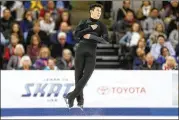  ?? MATTHEW STOCKMAN / GETTY IMAGES ?? Nathan Chen competes in the men’s free skate at the U.S. Figure Skating Championsh­ips on Saturday in San Jose, Calif. Chen won with a startling 40.72-point margin over second-place Ross Miner.