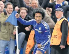  ?? AP ?? Chelsea’s Willian celebrates scoring his team’s second goal.