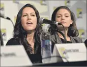  ?? Charley Gallay ?? EXECUTIVE producer Isa Hackett, left, and actress Alexa Davalos at Comic- Con in San Diego in 2015.