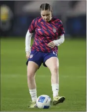  ?? RYAN SUN — THE ASSOCIATED PRESS ?? Olivia Moultrie, who at 18is preparing for her fourth season in the NWSL, and the USWNT take on Colombia in the CONCACAF W Gold Cup quarterfin­als tonight.
Season opener: Bay FC at Angel City, March 17, 4:30 p.m., ION