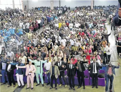  ?? / PHOTOS: THULANI MBELE ?? Worshipper­s gathered in thousands to listen to prophet Shepherd Bushiri preaching at his church, Enlightene­d Christian Gathering, in Pretoria yesterday.