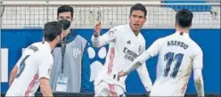  ??  ?? Varane, tras marcar su segundo gol en Huesca.