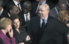  ?? Brendan Smialowski / AFP/Getty Images ?? Russian Ambassador Sergey Kislyak in the Capitol Tuesday for the president’s address to Congress.