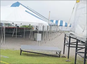  ?? LAURA JEAN GRANT/CAPE BRETON POST ?? The setup for the Louisbourg Crab Fest was well underway Thursday, with many of the tents and the stage already in place. The festival takes place today and Saturday.