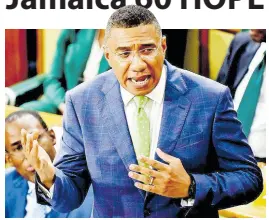  ?? ?? Prime Minister Andrew Holness giving his speech for the 2024-2025 Budget Debate in George William Gordon House yesterday.