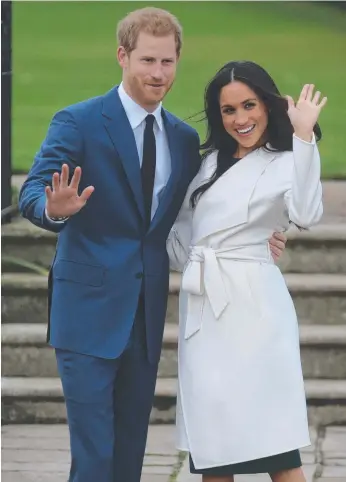  ?? Picture: AFP PHOTO ?? Prince Harry and fiancee Meghan Markle have sent out their wedding invitation­s (below) to 600 lucky guests.