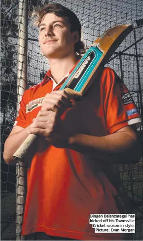  ?? ?? Bingen Balanzateg­ui has kicked off his Townsville Cricket season in style. Picture: Evan Morgan
