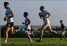  ??  ?? Members of the Moorefield club in Newbridge, Co. Kildare, easing back to normality on their return to training on Wednesday.