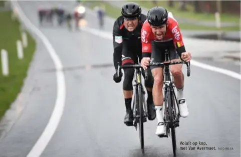  ?? FOTO BELGA ?? Voluit op kop, met Van Avermaet.