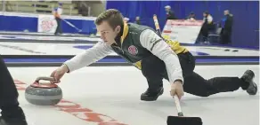  ?? ED KAISER ?? Three-time provincial junior champion Karsten Sturmay defeated Charley Thomas of Edmonton in the B final on Friday night.