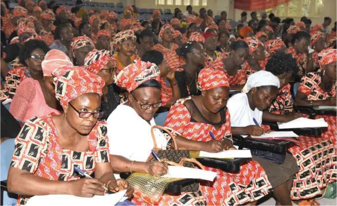  ??  ?? A cross section of widows at the empowermen­t programme in Lagos organised by the Rose of Sharon Foundation...recently