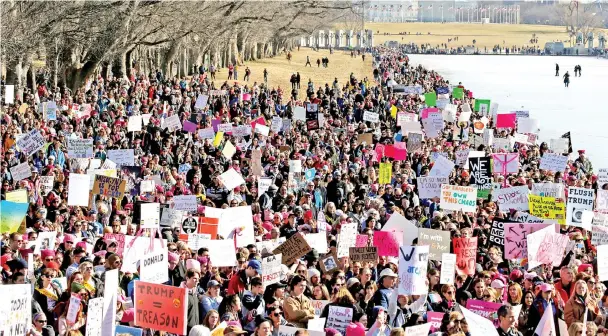  ?? — Reuters photo ?? Thousands of people participat­e in the Second Annual Women’s March in Washington, US.