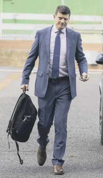  ??  ?? 0 New chief executive Dominic Mckay arrives at Celtic Park yesterday