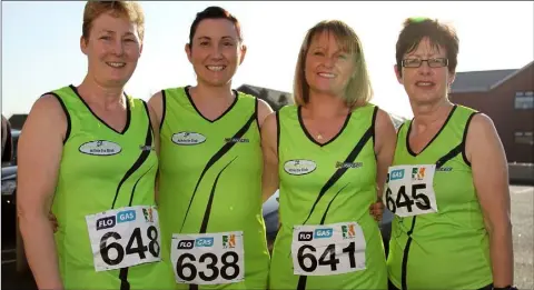  ??  ?? Ann Byrne, Orla Crosby, Amanda Duff and Patricia McGlone prepared for the Patsy Kelly 5K Run in Dundalk.