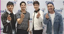  ?? / GMA ?? CEBU PRESSCON: Ang lead cast sa Start-Up PH atol sa presscon sa GMA Regional TV sa Sugbo. Gikan sa wala: Royce Cabrera; Jeric Gonzales; Alden Richards; ug Boy2 Quizon.