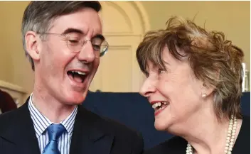  ??  ?? A family affair: Jacob Rees-Mogg with his mother Gillian in London yesterday