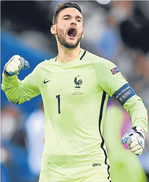  ??  ?? ■
Hugo Lloris displays the passion that has helped fire France to tonight’s Euro 2016 Final.