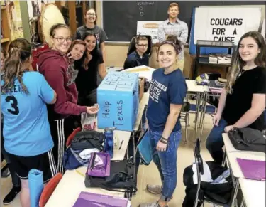  ?? SUBMITTED PHOTOS ?? Kutztown HS Leo Club members make collection boxes for Harvey victims in Texas.