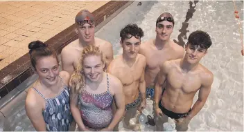  ??  ?? The Deepings squad which competed at the Midland Winter Championsh­ips. From the left they are Bethany EagleBrown, Tom Neal, Holly Leggott, Jake Jungmann, Tom Adams and Louis Metselaar.