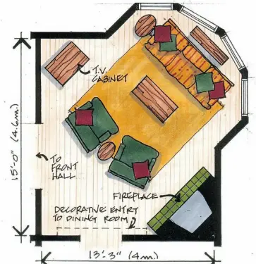  ?? Torst ar syndicate ?? This furniture arrangemen­t takes advantage of the floor space in the large bay window.