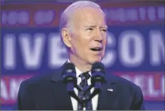  ?? EVAN VUCCI/AP ?? PRESIDENT JOE BIDEN delivers remarks to the 2023 Internatio­nal Associatio­n of Fire Fighters Legislativ­e Conference on Monday in Washington.