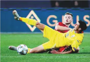  ?? Reuters ?? Ukraine’s Roman Yaremchuk fights for possession with the Czech Republic’s Jakub Brabec in Group 1 action in the Uefa Nations League B on Tuesday.