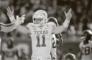  ?? Joe Robbins / Getty Images ?? Texas senior quarterbac­k Sam Ehlinger is on the Davey O’Brien Award watch list for the nation’s top QB, but he has stiff competitio­n in Clemson’s Trevor Lawrence and Ohio State’s Justin Fields.