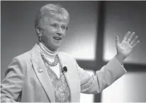  ?? Associated Press ?? This Oct. 15, 2005, file photo shows former Montana Gov. Judy Martz as she addresses a crowd at the Christian Women’s Conference at Faith Chapel in Billings, Mont. Martz, Montana’s only female governor and lieutenant governor whose fiscal success...