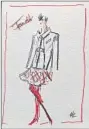  ?? Adam Tschorn Los Angeles Times ?? THIS SKETCH by Karl Lagerfeld for a fall/winter 2019 look was included in the Fendi show notes.